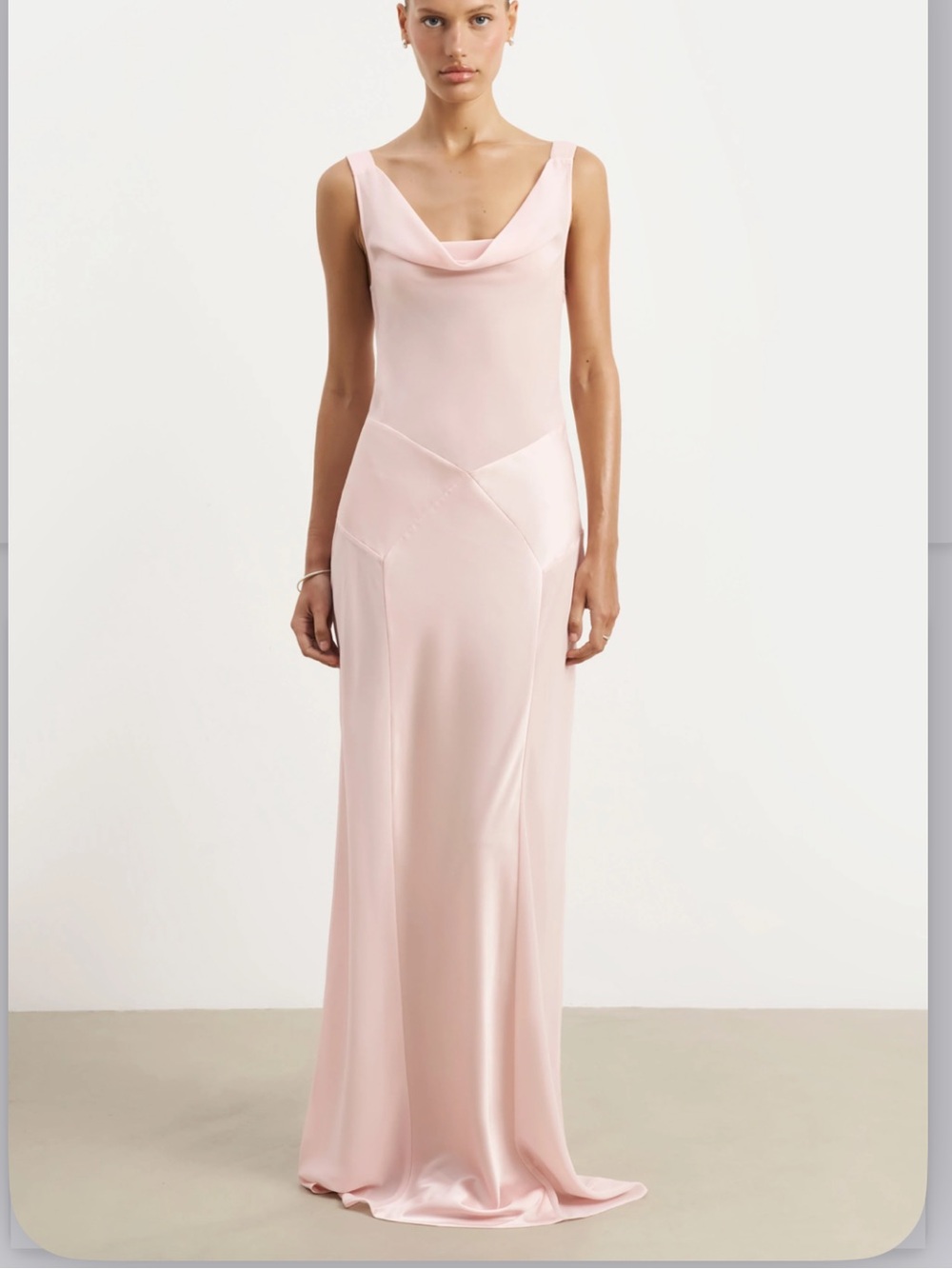 Sleek Blush Satin Maxi Dress - Women